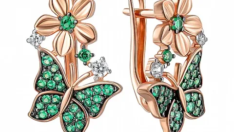 знайшов сережки з червоного золота з фіанітами