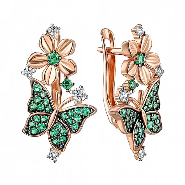 знайшов сережки з червоного золота з фіанітами